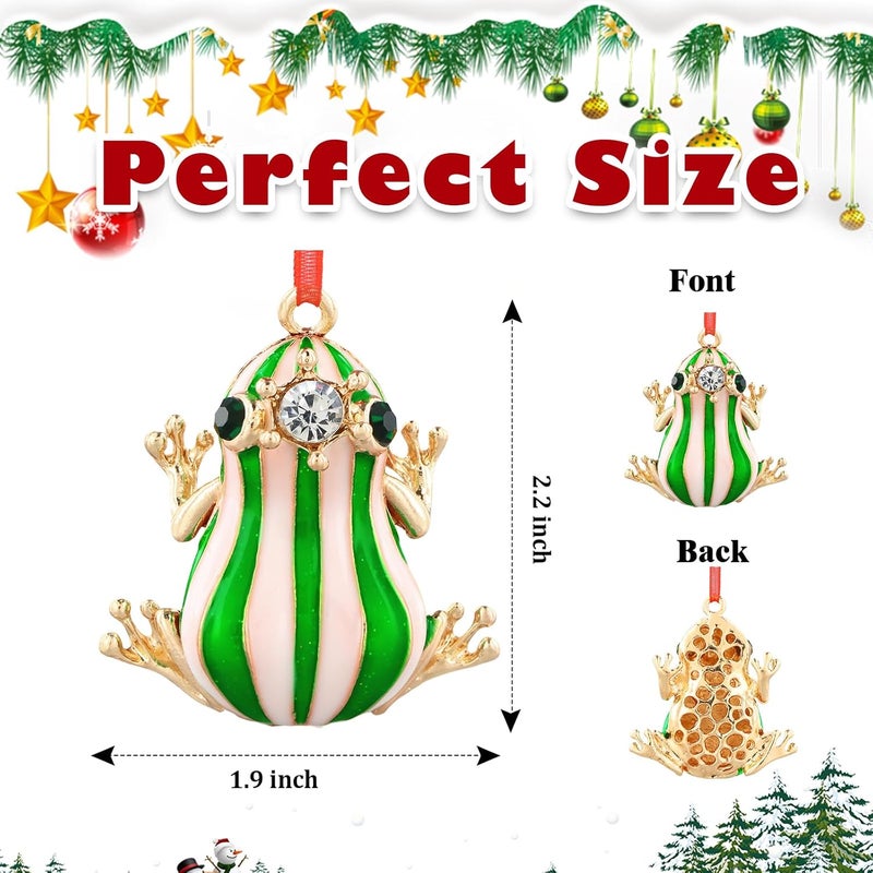 GROWTHMAGIC Store Green Frog Christmas Tree Ornaments - Metal Frog Christmas Ornaments Green Frog Weihnachtsgurke Xmas Decoration Gifts for Men Boy Girl Kid - Image 4